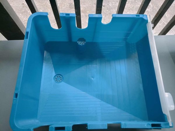 Inside view of import crab packaging box with reinforced structure.