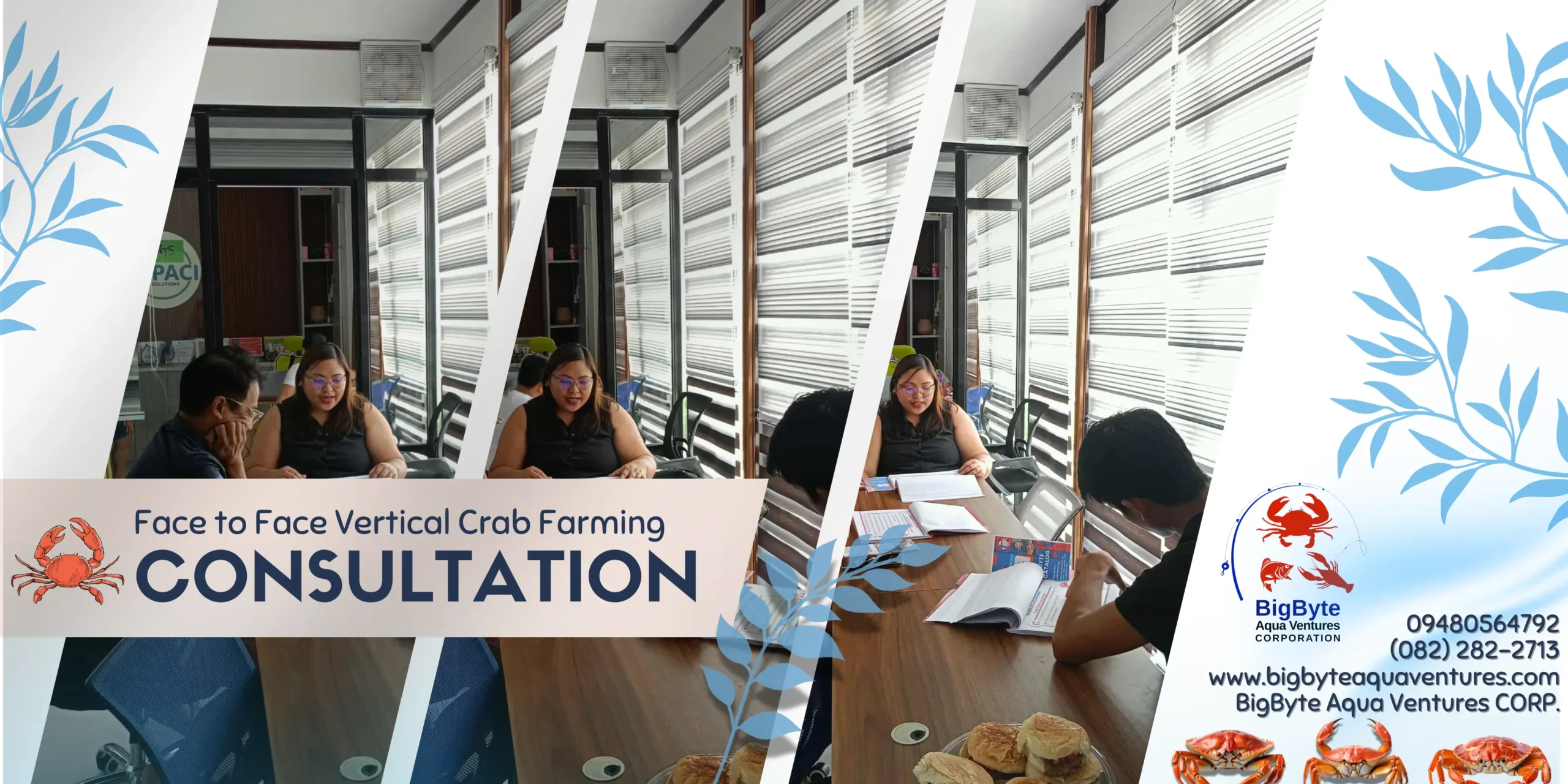 Face-to-face Vertical Crab Farming Consultation by BigByte Aqua Ventures — hands-on aquaculture training and expert guidance for sustainable crab farming in Davao City.