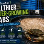 Modern Recirculating Aquaculture System (RAS) for crab farming, featuring a filtration tank and healthy mud crab to promote faster growth and improved water quality.